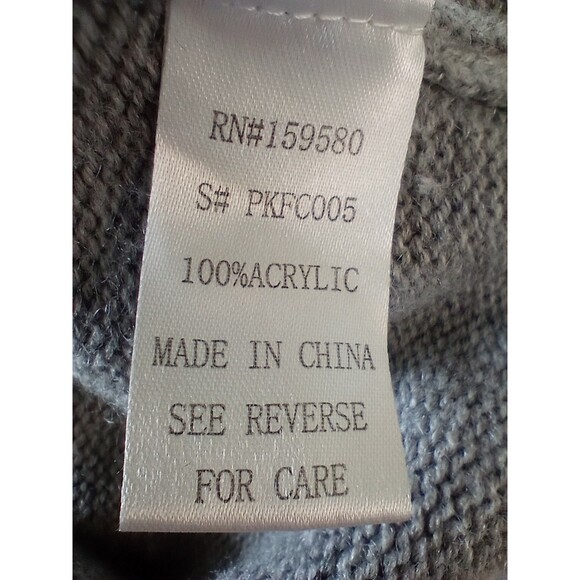 Pink Lily Sweater Medium Solid Gray Chest Pocket Oversized Casual Cozy Lounge - Picture 6 of 6